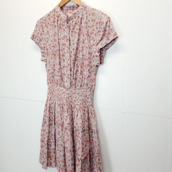 Rebecca Taylor Short Sleeve Eva Smocked Floral Mini Dress - Picture 7 of 14